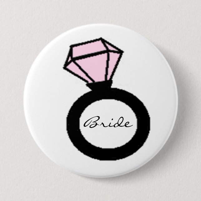 Badge Rond 7,6 Cm Anneau de jeune mariée (Devant)