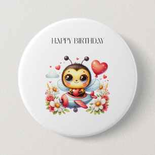 Badge Rond 7,6 Cm Anniversaire de Pilote Abeille