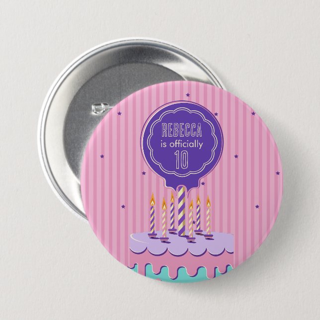 Badge Rond 7,6 Cm Anniversaire de Retro (Devant & derrière)
