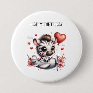 Badge Rond 7,6 Cm Anniversaire de Zebra Pilot