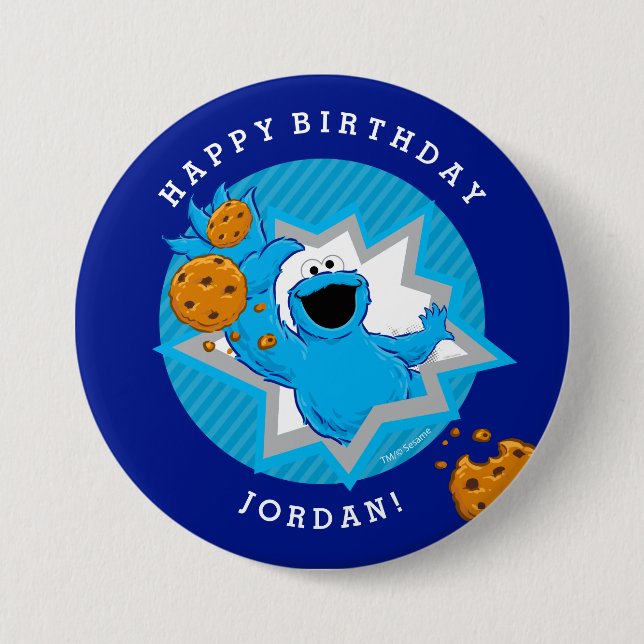 Badge Rond 7,6 Cm Anniversaire du Cookie Monster (Devant)
