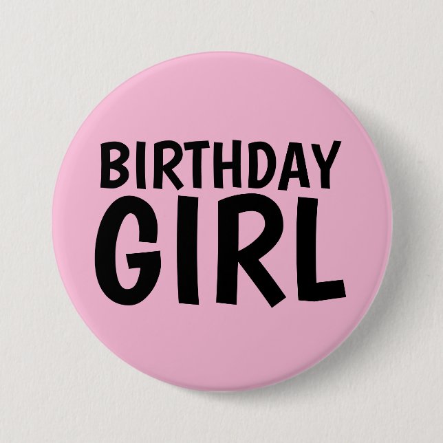 BADGE ROND 7,6 CM ANNIVERSAIRE FILLE BOUTONS ROSE (Devant)
