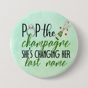 Badge Rond 7,6 Cm Appuyez sur le bouton Fiançailles Champagne