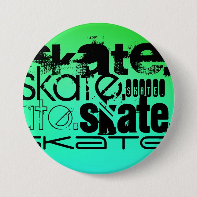 Badge Rond 7,6 Cm Aqua, Neon Green Gradient; Patinage (Devant)