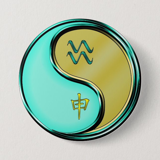 Badge Rond 7,6 Cm Aquarius & Metal Monkey (Devant)