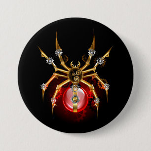 Badge Rond 7,6 Cm Araignée en vapeur noire