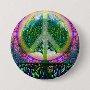 Badge Rond 7,6 Cm Arbre de l'unité et de la paix de la vie