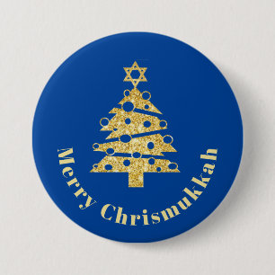 Badge Rond 7,6 Cm Arbre de Noël moderniste étoile de David Button