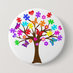 Badge Rond 7,6 Cm Arbre de sensibilisation sur l'autisme