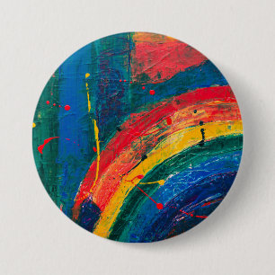 Badge Rond 7,6 Cm Arc-en-ciel Abstrait