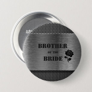 Badge Rond 7,6 Cm Argent Robo Metal/Frère de la Mariée - Bouton
