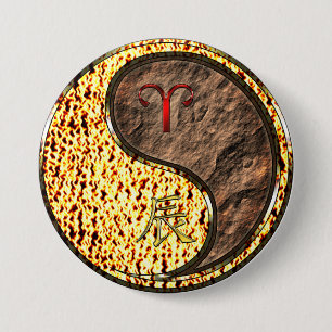 Badge Rond 7,6 Cm Aries & Earth Dragon