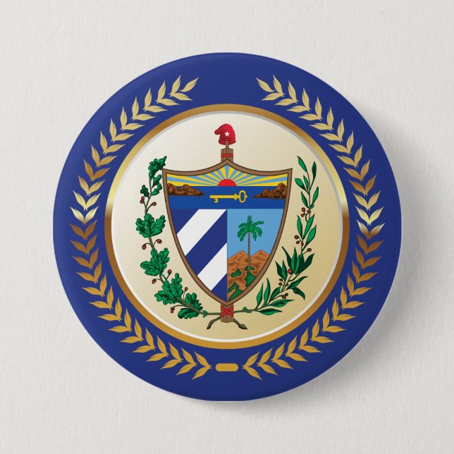 Badge Rond 7,6 Cm Armoiries de Cuba (Devant)