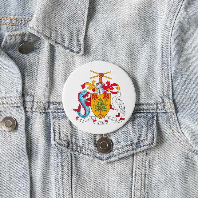 Badge Rond 7,6 Cm Armoiries de la Barbade Emblème national (Créateur téléchargé)