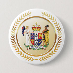 Badge Rond 7,6 Cm Armoiries de la Nouvelle-Zélande