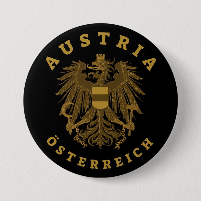 Badge Rond 7,6 Cm Armoiries de l'Autriche Faux Gold (Devant)