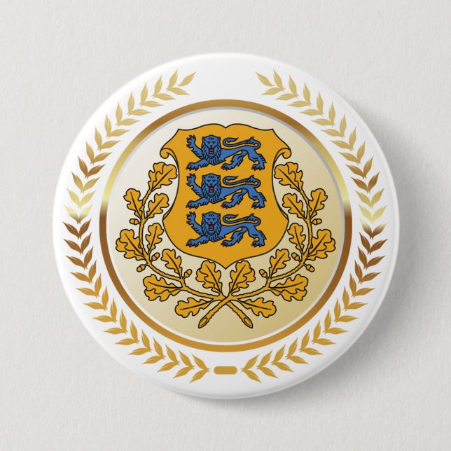 Badge Rond 7,6 Cm Armoiries de l'Estonie (Devant)