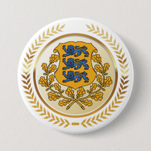 Badge Rond 7,6 Cm Armoiries de l'Estonie