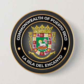 Badge Rond 7,6 Cm Armoiries de Porto Rico