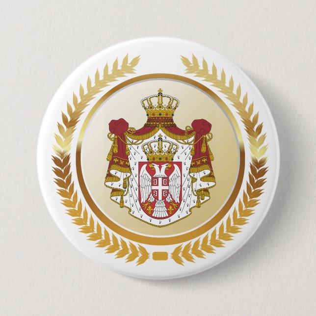 Badge Rond 7,6 Cm Armoiries de Serbie (Devant)