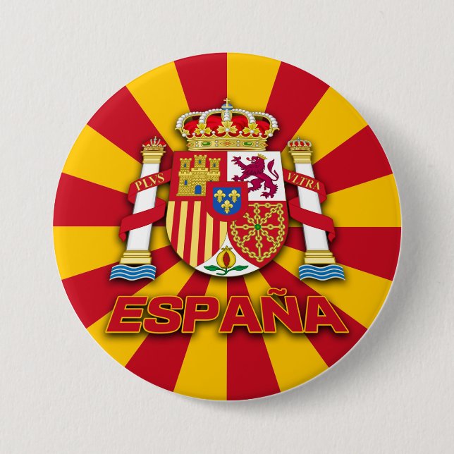 Badge Rond 7,6 Cm Armoiries d'Espana (Devant)