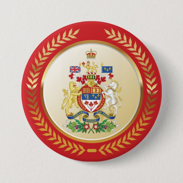 Badge Rond 7,6 Cm Armoiries du Canada (Devant)