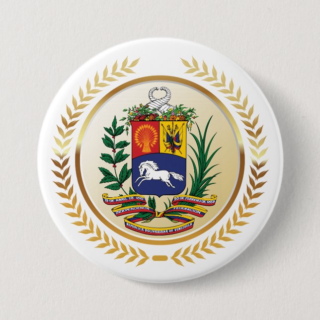 Badge Rond 7,6 Cm Armoiries du Venezuela (Devant)