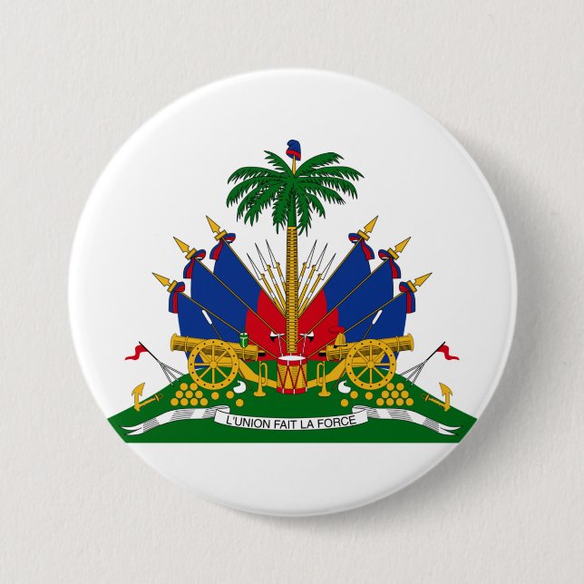 Badge Rond 7,6 Cm Armoiries haïtiennes (Haïti) (Devant)