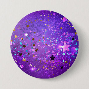 Badge Rond 7,6 Cm Arrière - plan de feuille violet avec étoiles