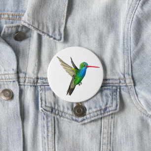 Badge Rond 7,6 Cm art Large-affiché d'aquarelle de colibri