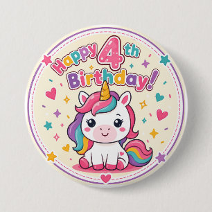Badge Rond 7,6 Cm Assiette en papier magique pour le 4e anniversaire