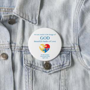 Badge Rond 7,6 Cm Autism Love, bouton Sensibilisation