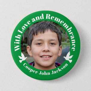 Badge Rond 7,6 Cm Avec l'amour vert deux colombes blanches souvenir 