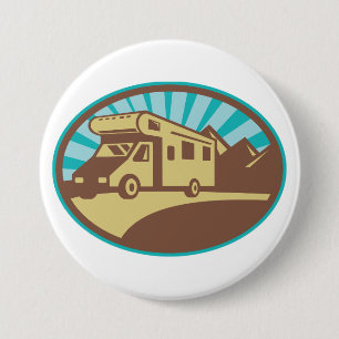 Badge Rond 7,6 Cm Aventure en camping-car rétro Montagne Soleil Vint