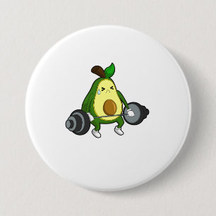 Badge Rond 7,6 Cm Avocado à Fitness avec Barbell