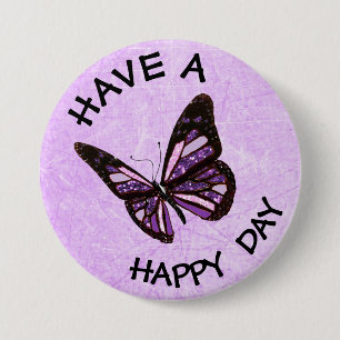 Badge Rond 7,6 Cm Ayez un Joyeux Bouton de papillon violet