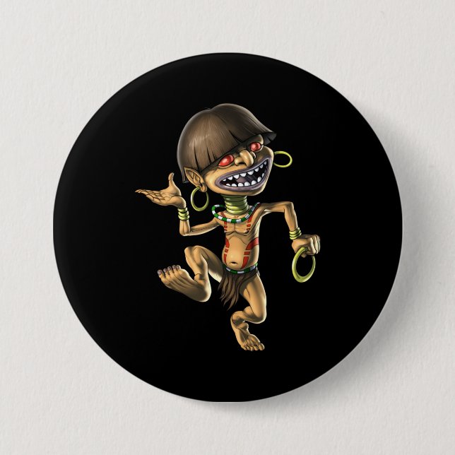 Badge Rond 7,6 Cm Aztec Créature Chaneque (Devant)