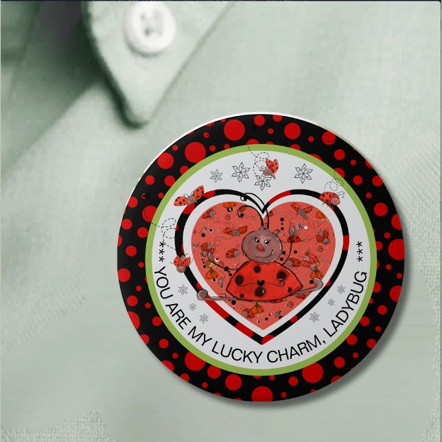 Badge Rond 7,6 Cm Baby Shower Winner Lucky Charm Ladybug (Lucky Charm Button ,Winner Edition)