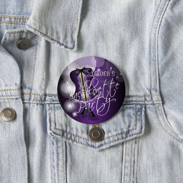 Badge Rond 7,6 Cm Bachelorte violette profonde (En situation)