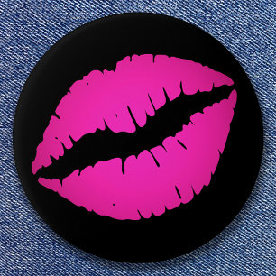 Badge Rond 7,6 Cm Baiser noir et rose chaud Ombre