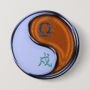 Badge Rond 7,6 Cm Balance & Chien de Bois