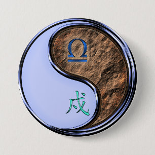 Badge Rond 7,6 Cm Balance & Chien de Terre