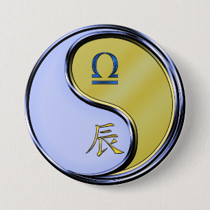 Badge Rond 7,6 Cm Balance & Dragon de Métal
