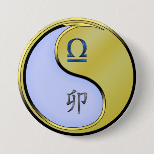 Badge Rond 7,6 Cm Balance & Lapin de Métal