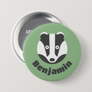 Badge Rond 7,6 Cm Balise Nom du blaireau vert mignon