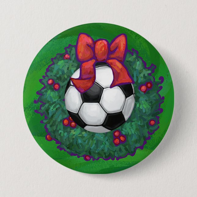 Badge Rond 7,6 Cm Balle de football Noël (Devant)