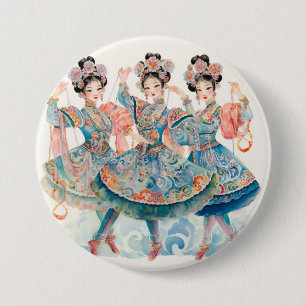 Badge Rond 7,6 Cm Ballet Casse-Noisette, Danseurs Chinois