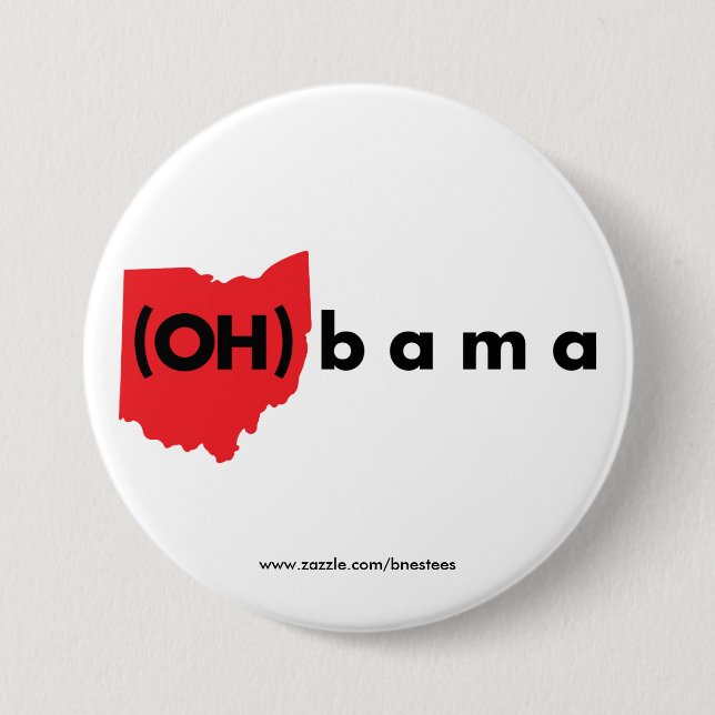 Badge Rond 7,6 Cm Bama (OH) - rouge et noir (Devant)