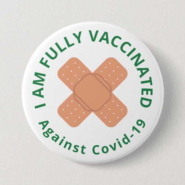 Badge Rond 7,6 Cm Bandages adhésifs croisés entièrement vaccinés (Devant)