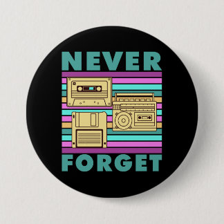 Badge Rond 7,6 Cm Bande de cassette vintage des années 80 Retro Gen 